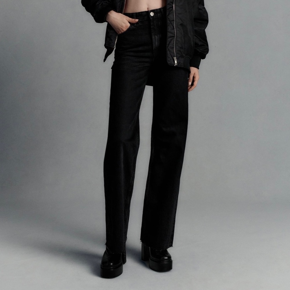 NWT Zara TRF Wide Leg Jeans - Black